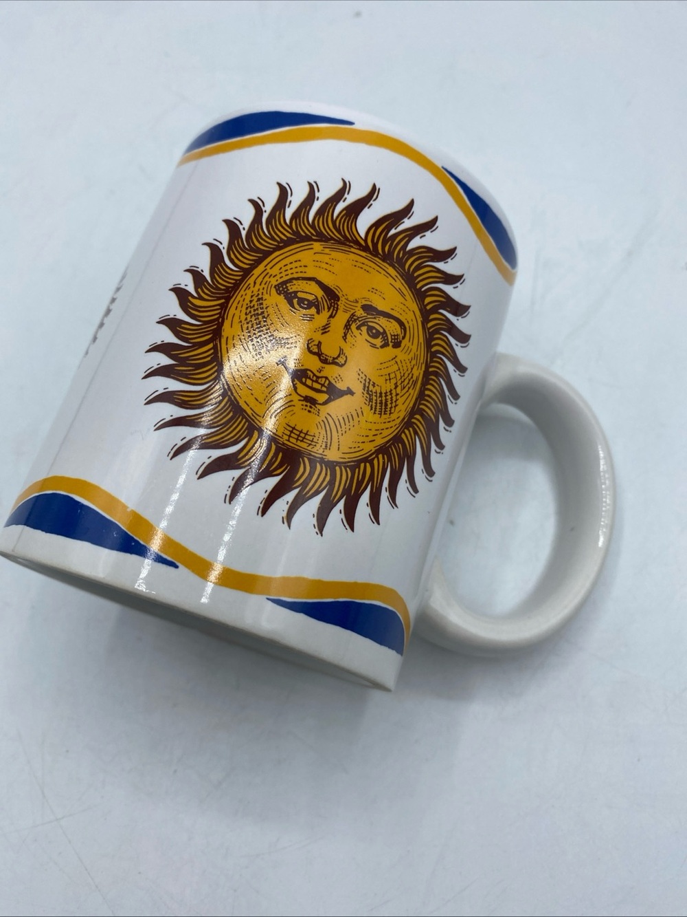 Vintage Celestial Sun Ceramic Coffee Mug Cup Whimsical Buon Giorno 1990s Artsy